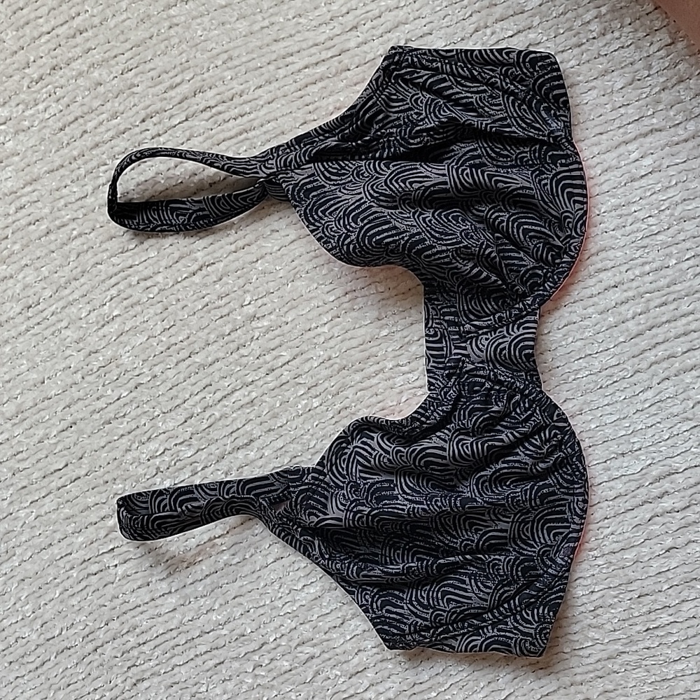 💗 TITLE NINE Bodacious Underwire TONAL SWIRL Bikini Swimsuit Top Charcoal 36DD